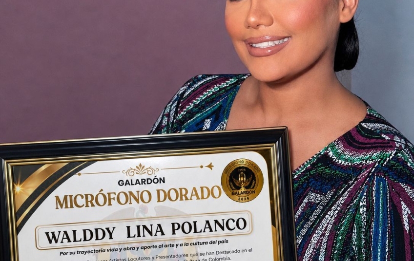 Periodista dominicana Wal Polanco recibe el prestigioso Micrófono Dorado en Bogotá, Colombia 